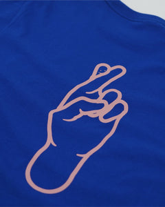 FINGERS CROSSED Signature short sleeve t-shirt (BLUE)